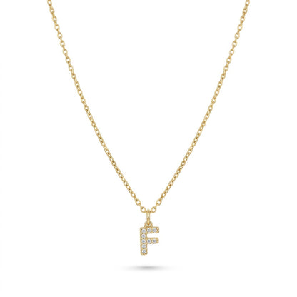 Pave Dainty Alphabet Letter Gold Necklace