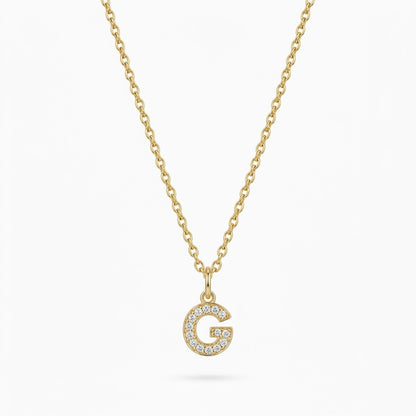 Pave Dainty Alphabet Letter Gold Necklace