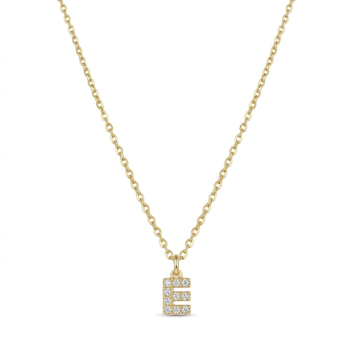Pave Dainty Alphabet Letter Gold Necklace