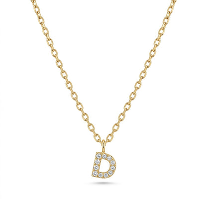 Pave Dainty Alphabet Letter Gold Necklace