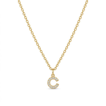 Pave Dainty Alphabet Letter Gold Necklace