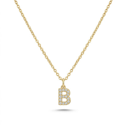 Pave Dainty Alphabet Letter Gold Necklace
