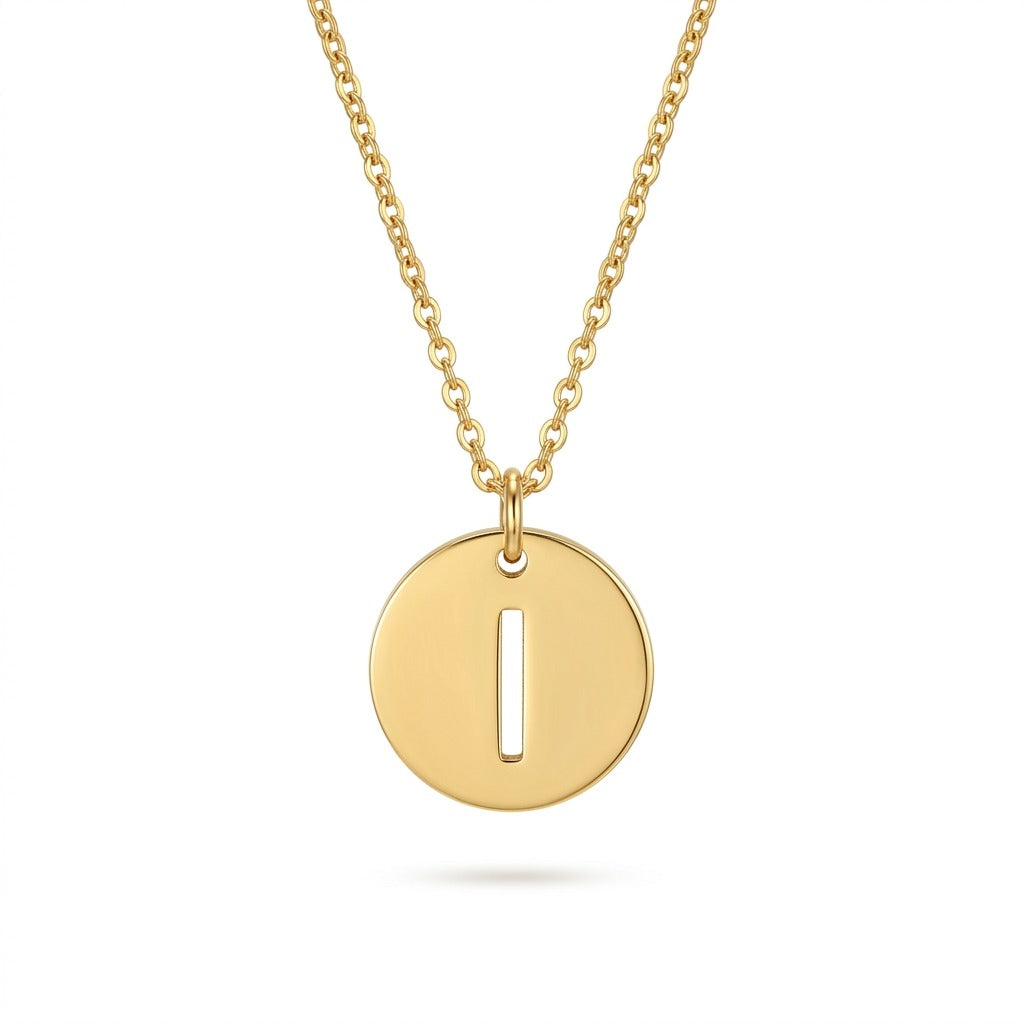 Stamped Circle Alphabet Letter Gold Necklace