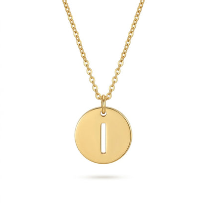 Stamped Circle Alphabet Letter Gold Necklace