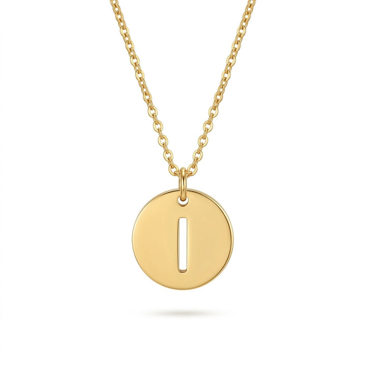 Stamped Circle Alphabet Letter Gold Necklace