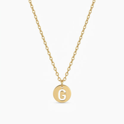 Stamped Circle Alphabet Letter Gold Necklace