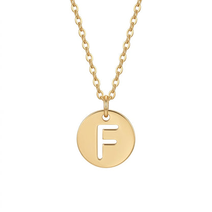Stamped Circle Alphabet Letter Gold Necklace