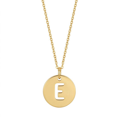 Stamped Circle Alphabet Letter Gold Necklace