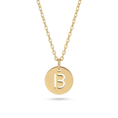Stamped Circle Alphabet Letter Gold Necklace