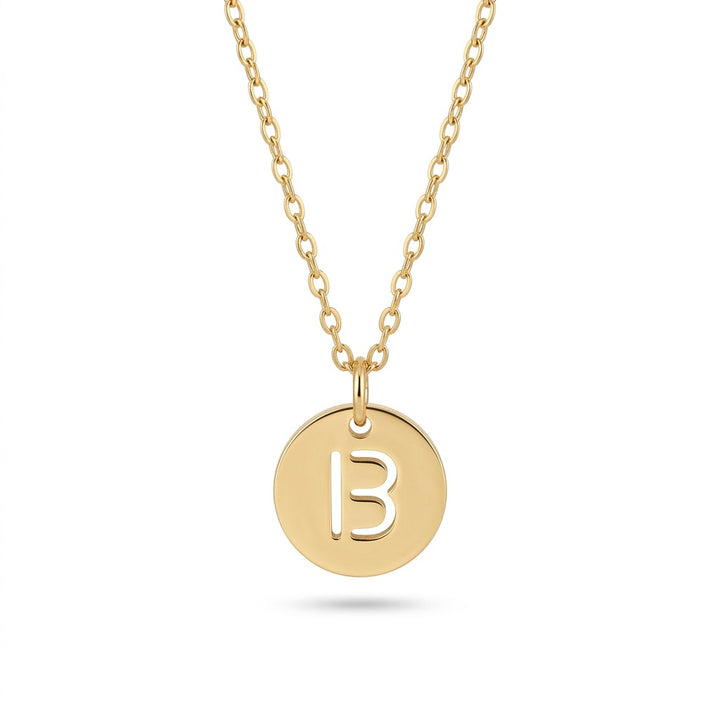 Stamped Circle Alphabet Letter Gold Necklace