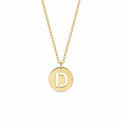 Stamped Circle Alphabet Letter Gold Necklace