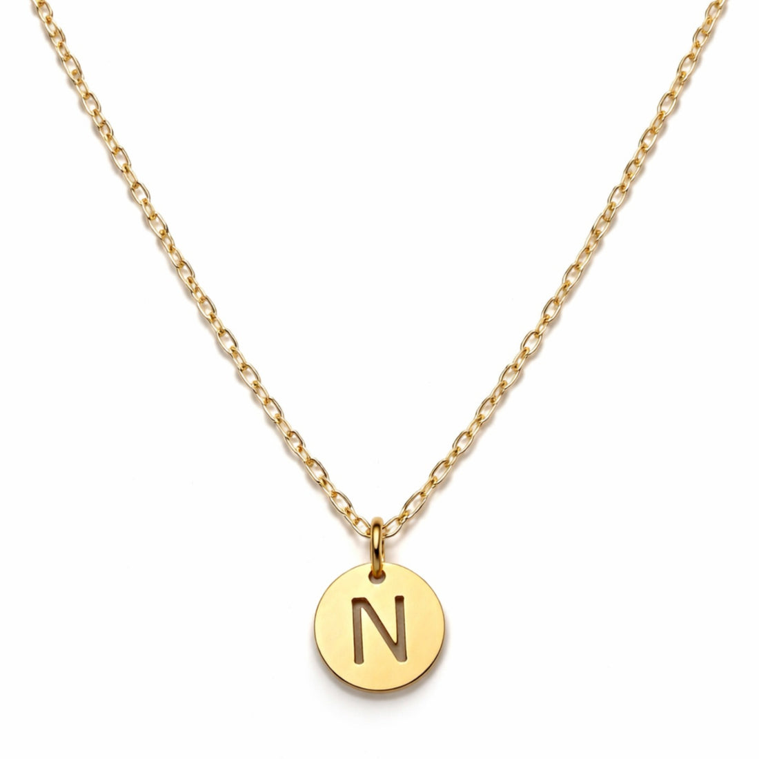 Stamped Circle Alphabet Letter Gold Necklace