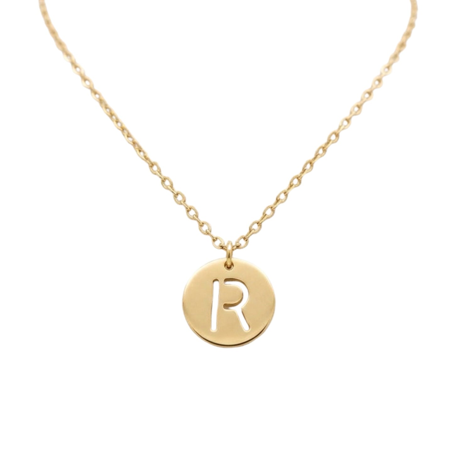Stamped Circle Alphabet Letter Gold Necklace