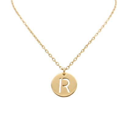 Stamped Circle Alphabet Letter Gold Necklace