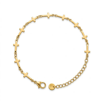 The Crosses in a Row Gold Bracelet