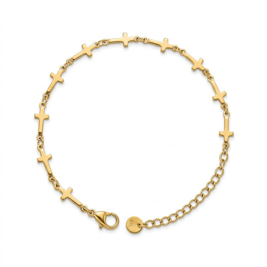 The Crosses in a Row Gold Bracelet