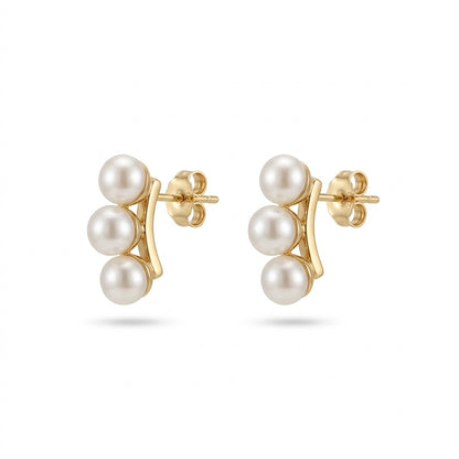 The Three Sisters Pearl Gold Earrings