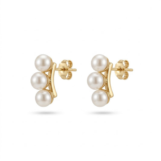 The Three Sisters Pearl Gold Earrings