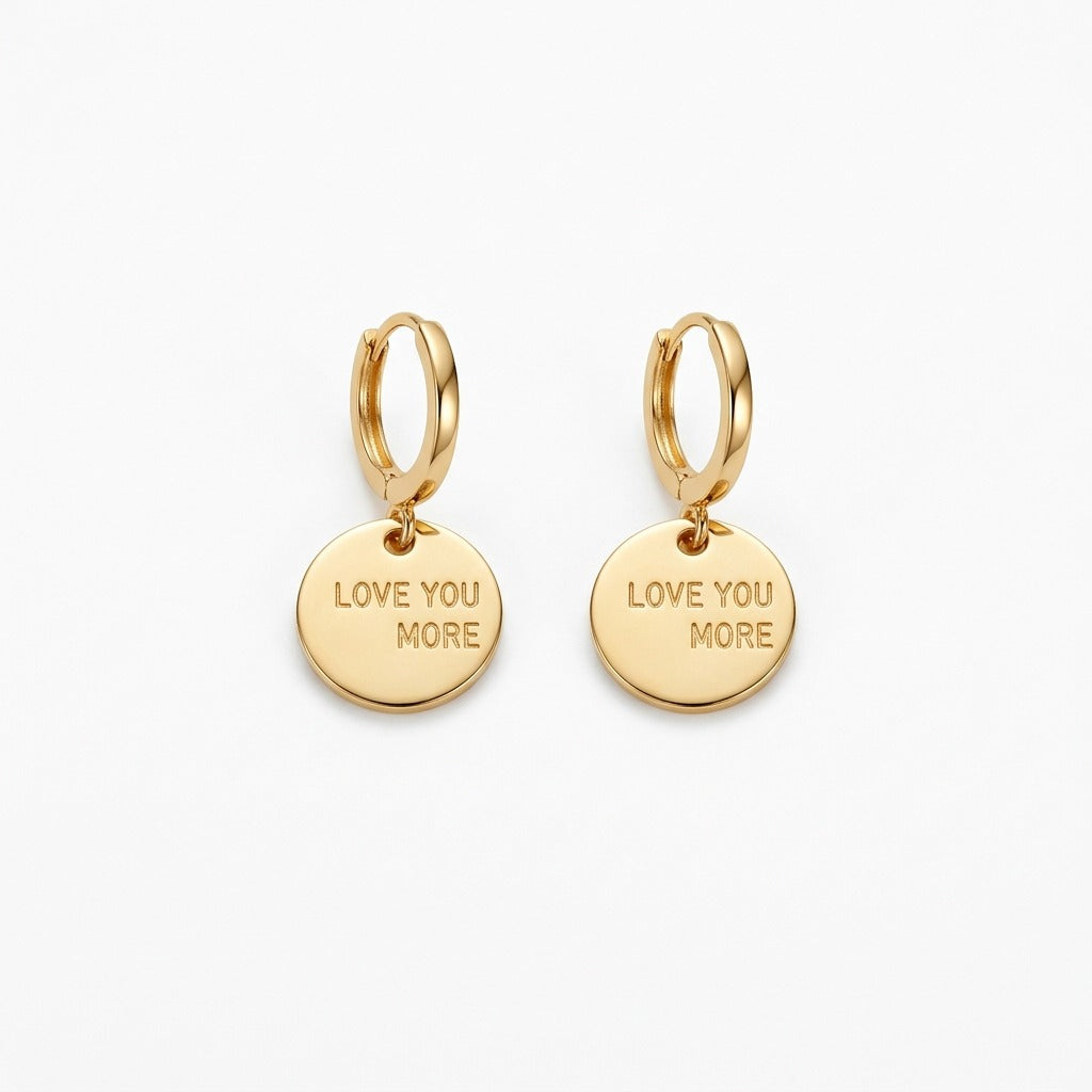 Love You More Gold Coin Earrings