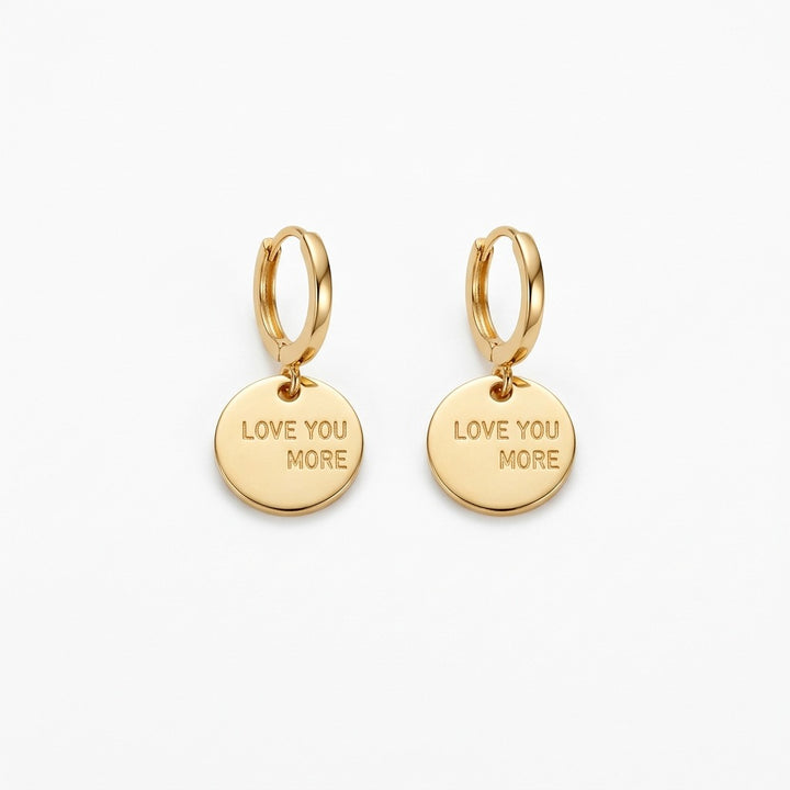 Love You More Gold Coin Earrings