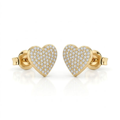 The Lovely Heart Earrings in White Diamond & 14K Gold