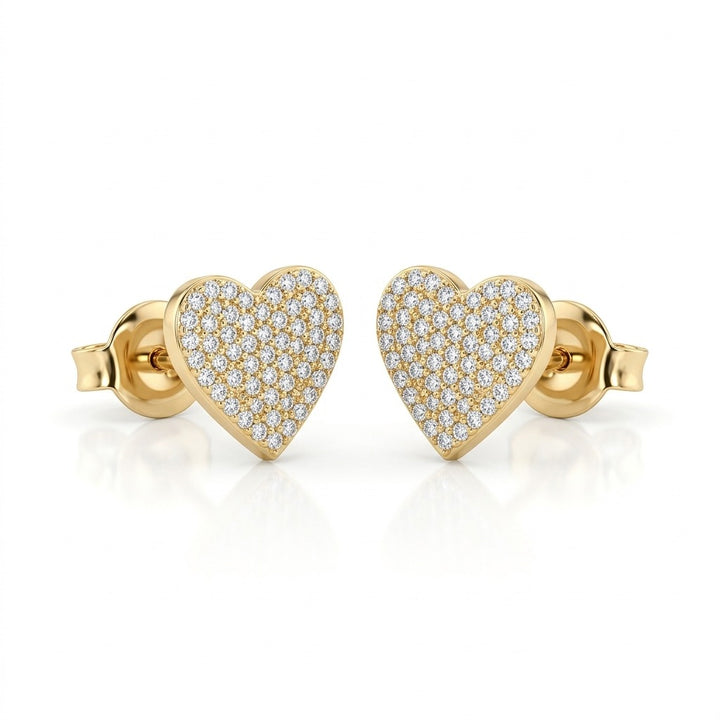The Lovely Heart Earrings in White Diamond & 14K Gold