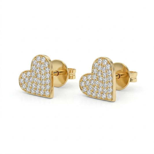 The Lovely Heart Earrings in White Diamond & 14K Gold