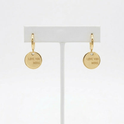 Love You More Gold Coin Earrings