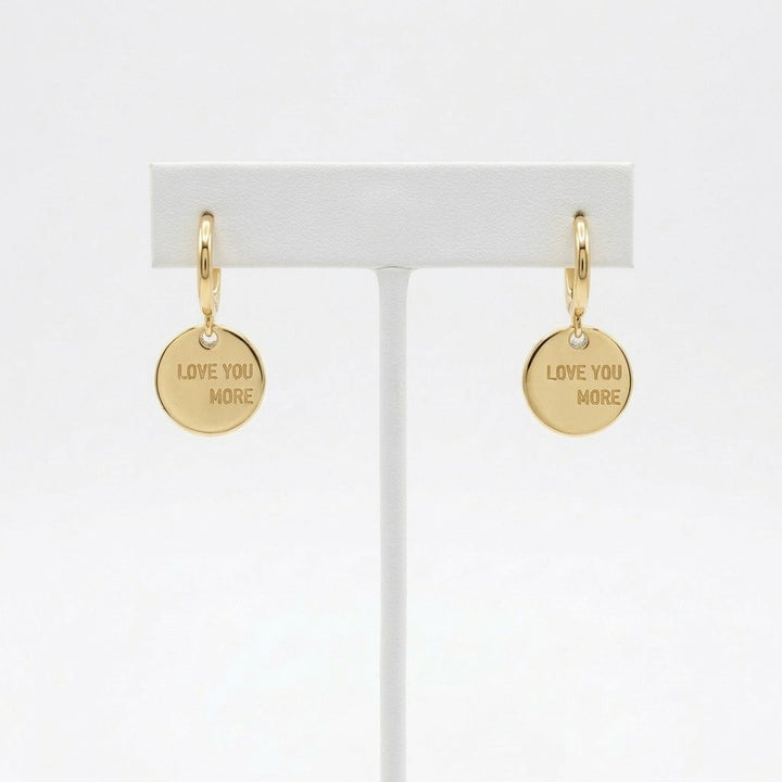 Love You More Gold Coin Earrings