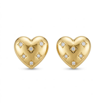 The Rhinestone Cowgirl Heart Gold Earrings