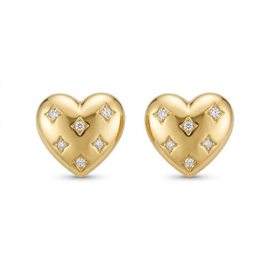 The Rhinestone Cowgirl Heart Gold Earrings