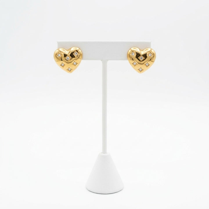 The Rhinestone Cowgirl Heart Gold Earrings