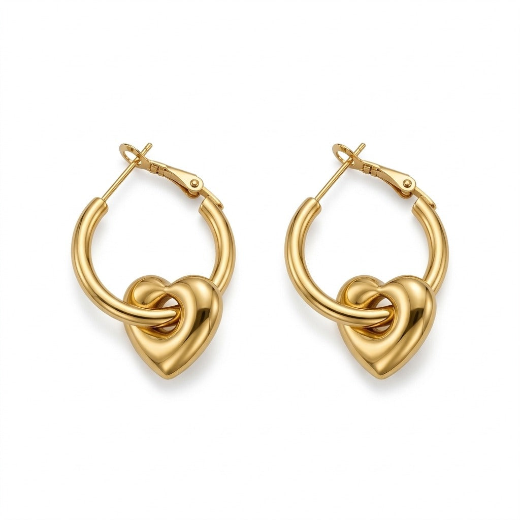 The Heart in the Hoop Gold Earrings