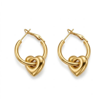 The Heart in the Hoop Gold Earrings