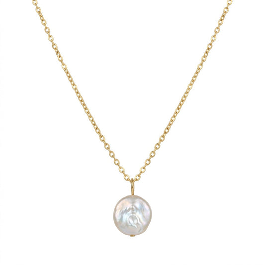 Getting Fresh Disc Pearl Gold Necklace
