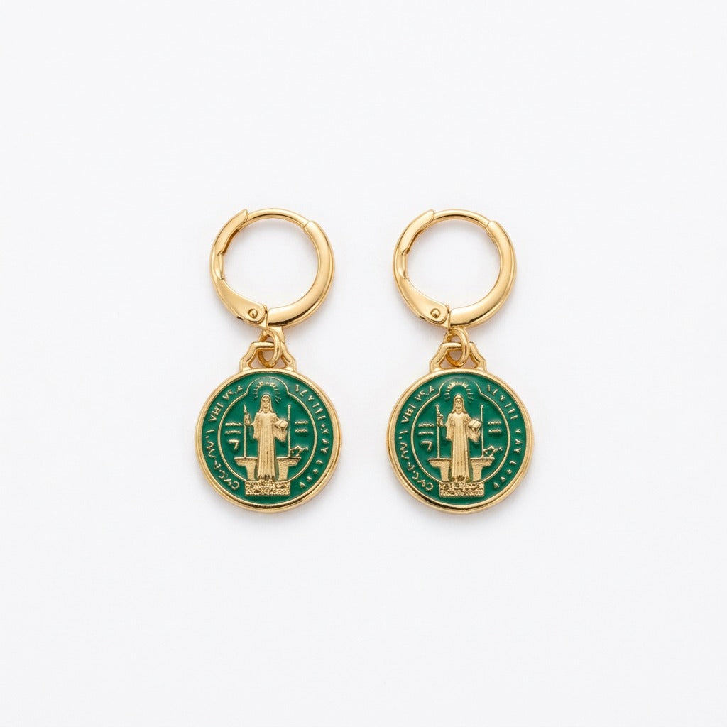 The St. Benedict Earrings in Enamel
