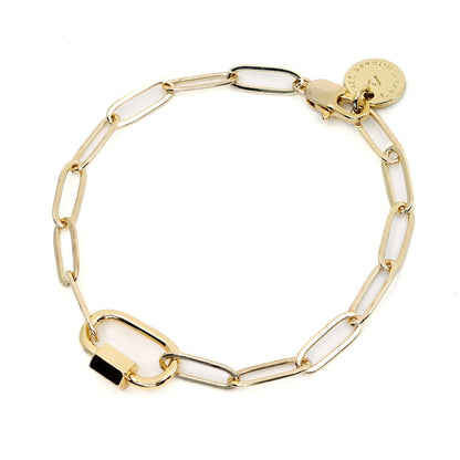 Gold Paperclip Chain Bracelet - Charms