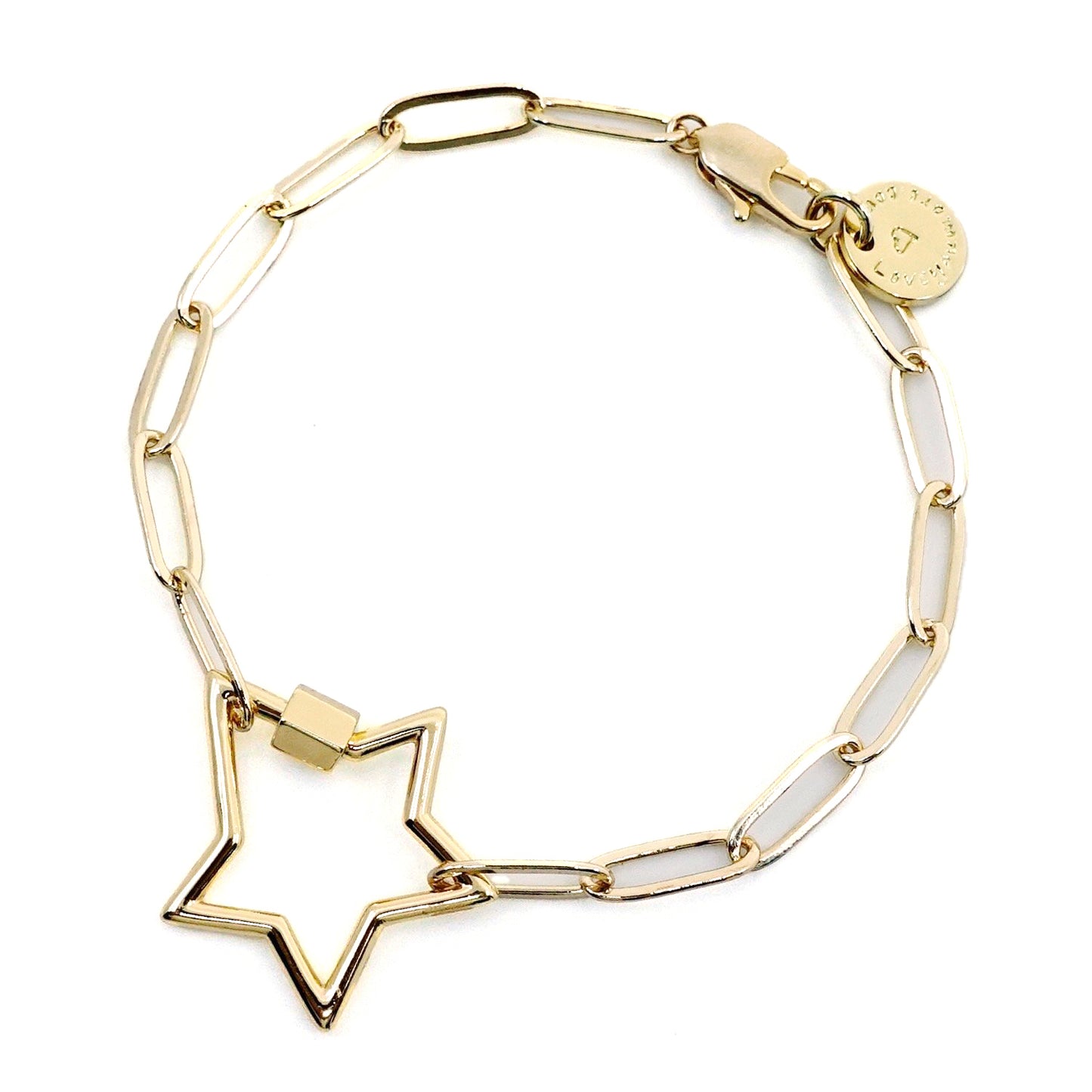 Gold Paperclip Chain Bracelet - Charms