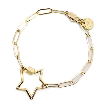 Gold Paperclip Chain Bracelet - Charms