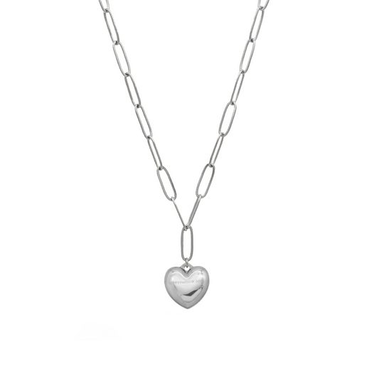 Paperclip Chain Link Necklace - Bubbly Heart