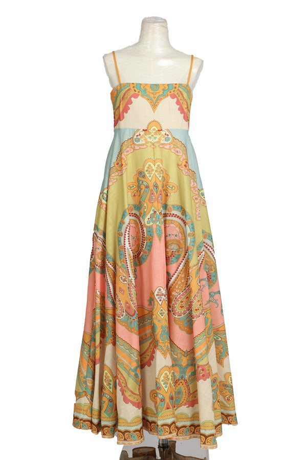Peach Floral A-Line Dress