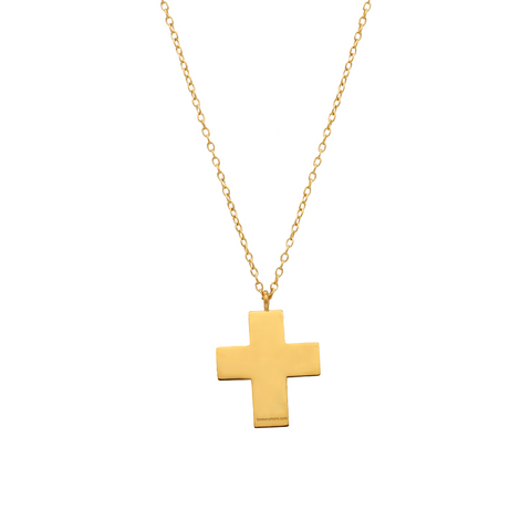 The Polished Gold Walk in Faith Cross Necklace