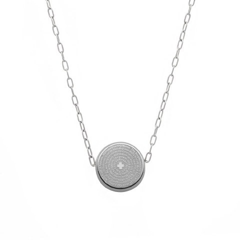 Lord's Prayer Silver Round Necklace