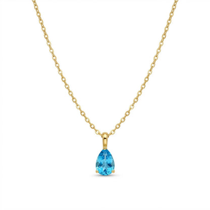 The Birthstones Teardrop Prong Set Gold Necklace
