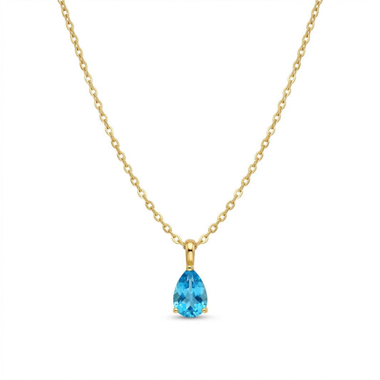 The Birthstones Teardrop Prong Set Gold Necklace