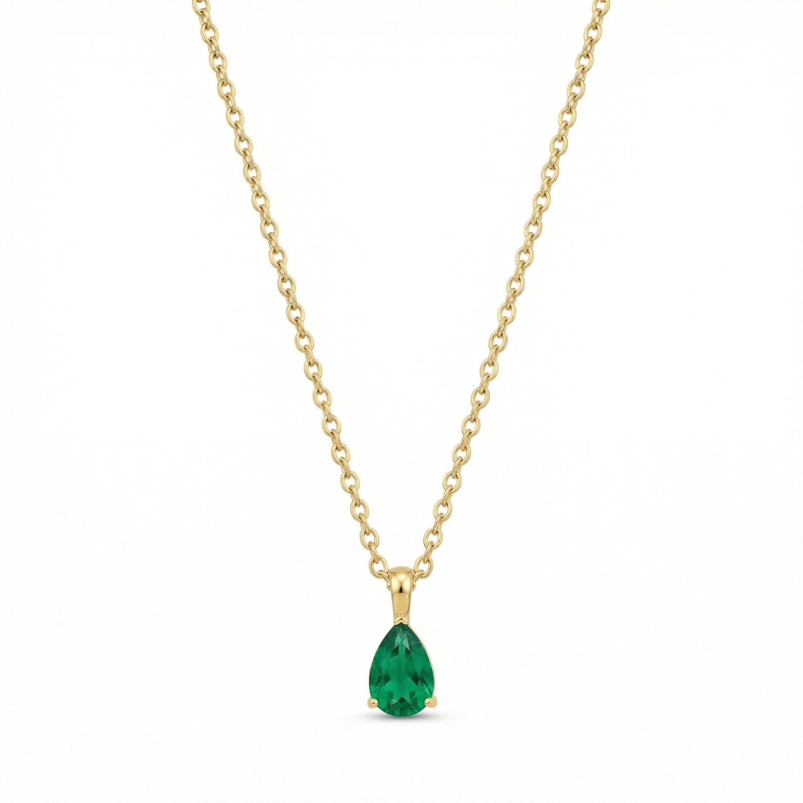 The Birthstones Teardrop Prong Set Gold Necklace