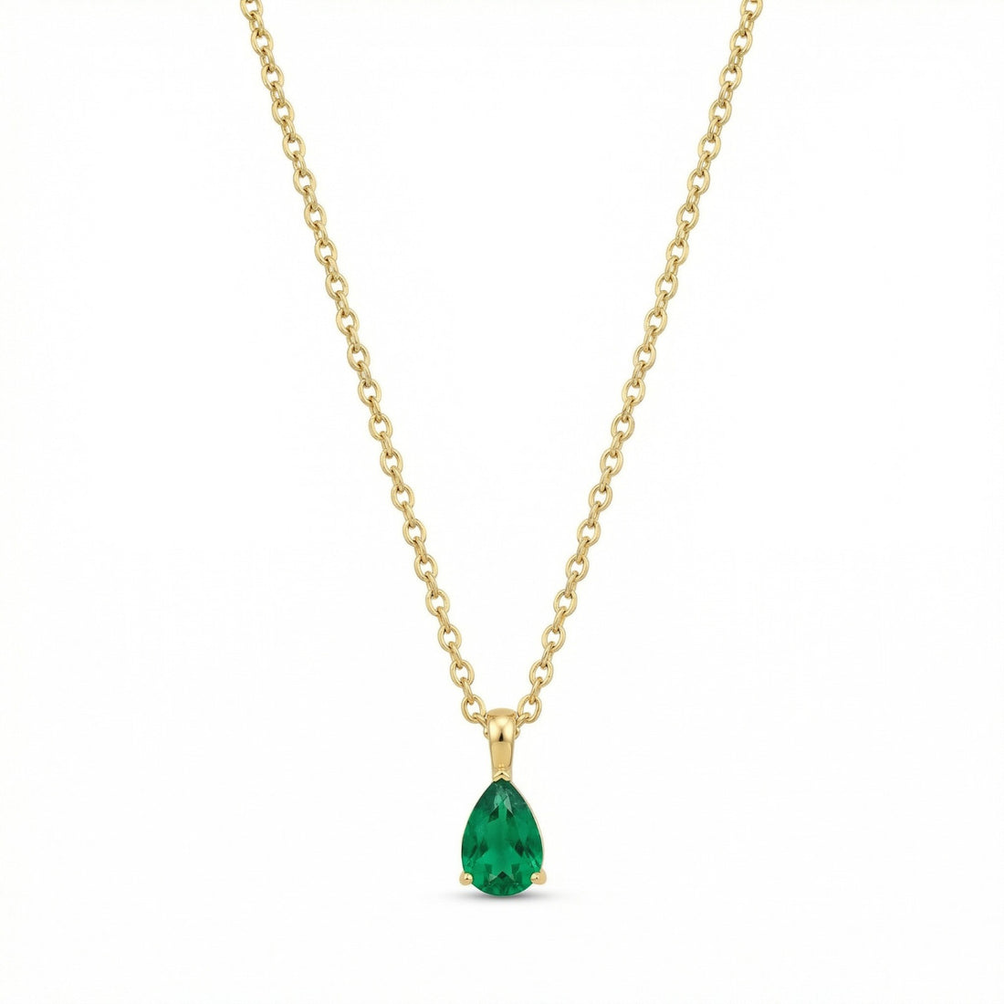 The Birthstones Teardrop Prong Set Gold Necklace