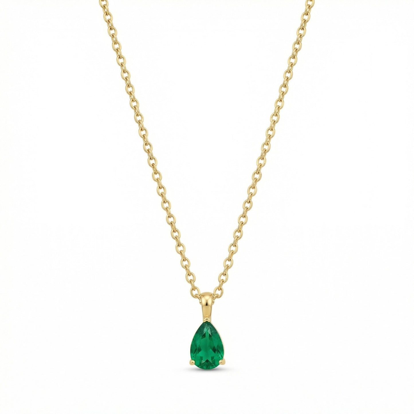 The Birthstones Teardrop Prong Set Gold Necklace