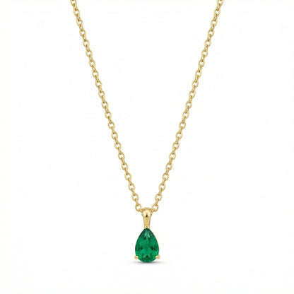 The Birthstones Teardrop Prong Set Gold Necklace