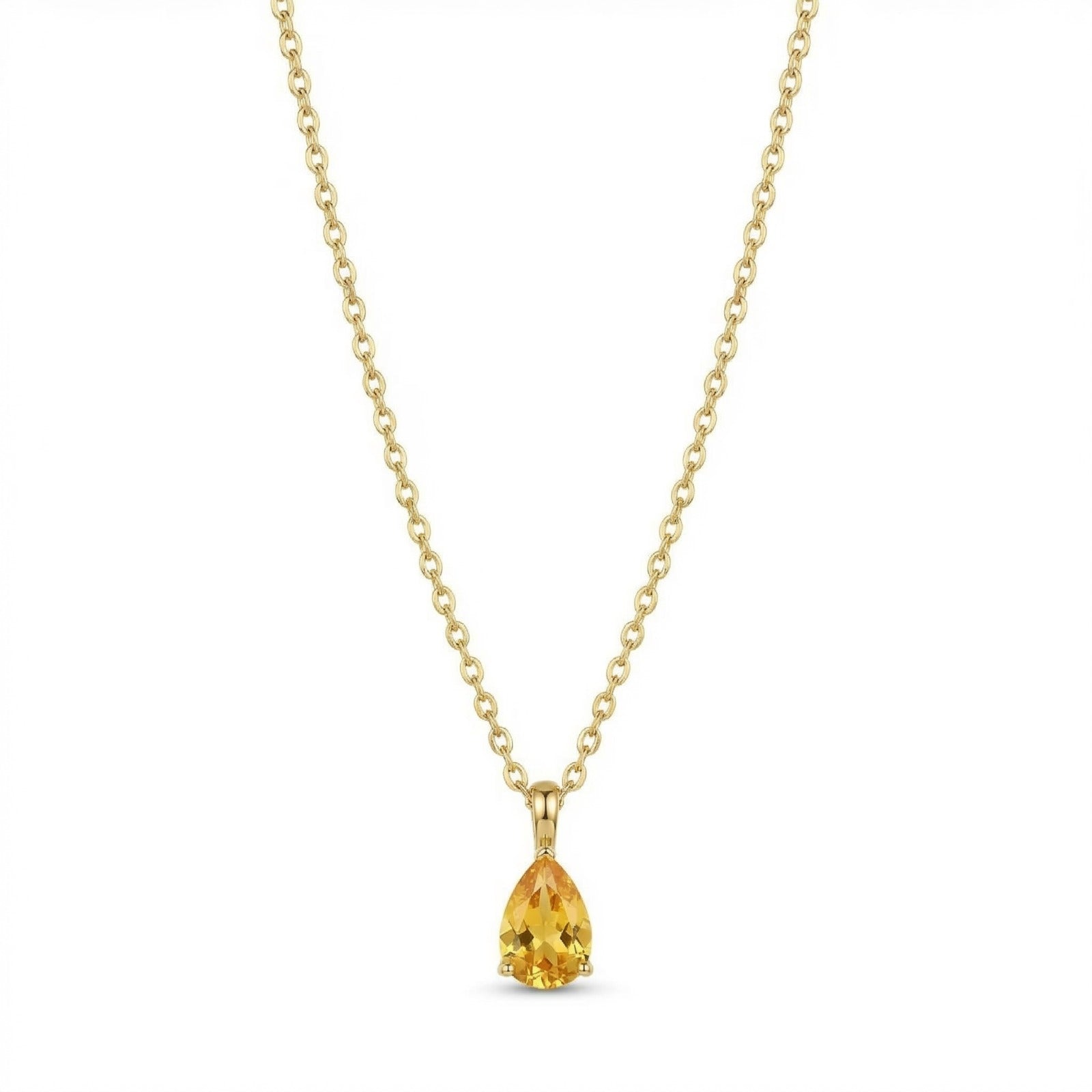 The Birthstones Teardrop Prong Set Gold Necklace